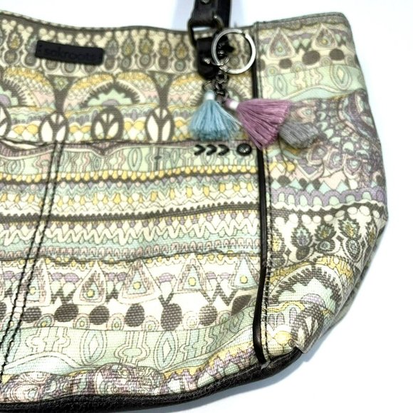 Sakroots Artist Circle Tote One World Beige Satchel Handbag Large - Picture 3 of 10